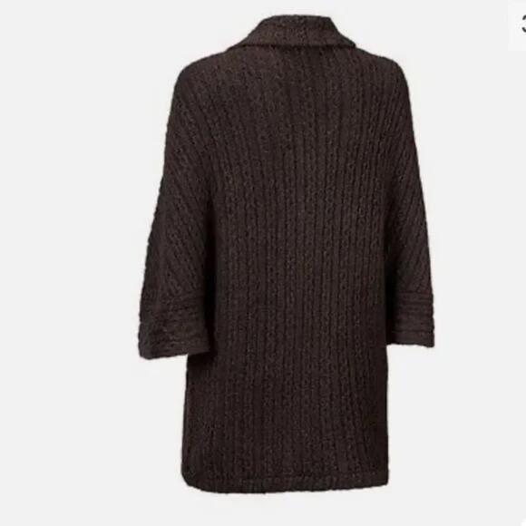 Cabi REPOSE Chunky Thick Knit Dark Chocolate Brown Oversized Cape Cardigan Sweat - Picture 5 of 7